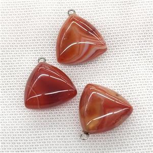 Natural Agate Triangle Pendant Red, approx 25mm