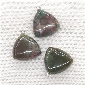 Natural Indian Agate Triangle Pendant Green, approx 25mm