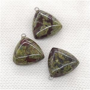 Natural Dragon Bloodstone Triangle Pendant Green, approx 25mm