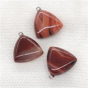 Natural Agate Triangle Pendant Red, approx 25mm