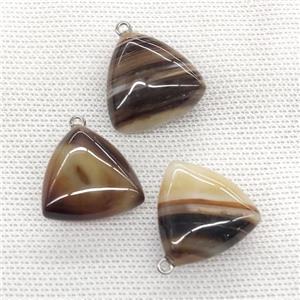 Natural Agate Triangle Pendant Coffee, approx 25mm