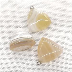 Natural Agate Triangle Pendant Milk Yellow, approx 25mm