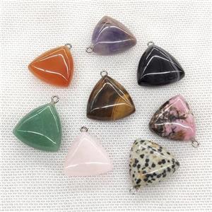 Mixed Gemstone Triangle Pendant, approx 25mm