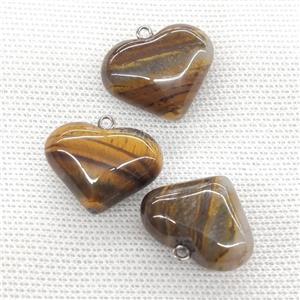 Natural Iron Tiger Eye Stone Heart Pendant Yellow, approx 20-25mm
