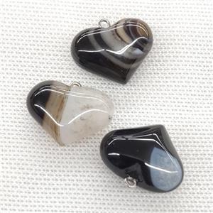 Natural Agate Heart Pendant Black, approx 20-25mm