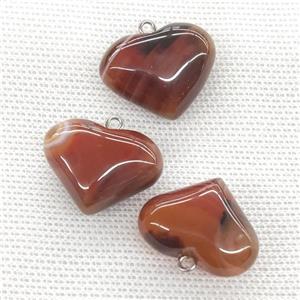 Natural Agate Heart Pendant Red, approx 20-25mm