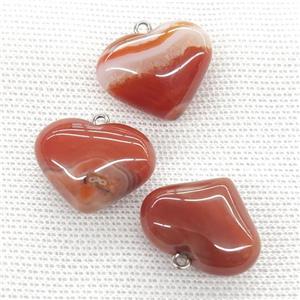 Natural Agate Heart Pendant Red, approx 20-25mm