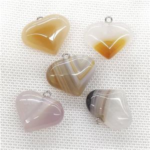 Natural Agate Heart Pendant, approx 20-25mm