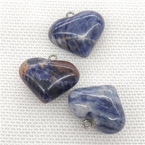 Natural Blue Sodalite Heart Pendant, approx 20-25mm