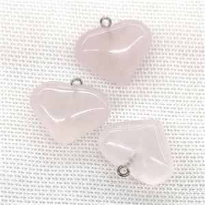 Natural Pink Rose Quartz Heart Pendant, approx 20-25mm