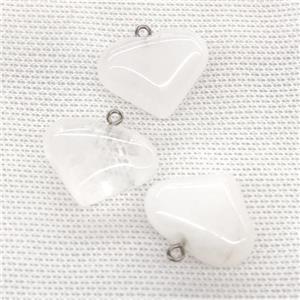 White Clear Quartz Heart Pendant, approx 20-25mm