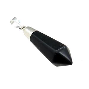 Natural Black Obsidian Pendulum Pendant Silver Plated, approx 13-35mm