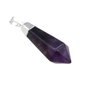 Purple Amethyst Pendulum Pendant Silver Plated, approx 13-35mm