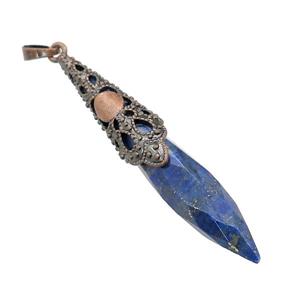Natural Blue Lapis Lazuli Pendulum Pendant Antique Red, approx 10-60mm