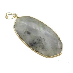 Natural Labradorite Oval Pendant Gold Plated, approx 25-45mm