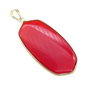 Red Cats Eye Glass Oval Pendant Gold Plated, approx 25-45mm