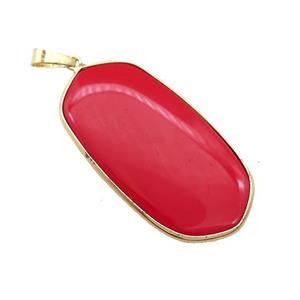 Red Howlite Oval Pendant Dye Gold Plated, approx 25-45mm