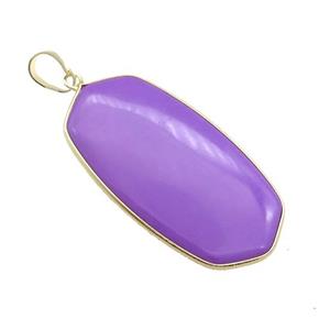 Howlite Oval Pendant Purple Dye Gold Plated, approx 25-45mm