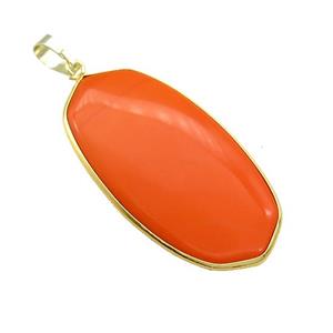 Orange Howlite Oval Pendant Dye Gold Plated, approx 25-45mm