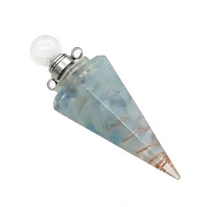 Natural Aquamarine Chips Perfume Bottle Pendant Resin Cone Platinum Plated, approx 17-50mm