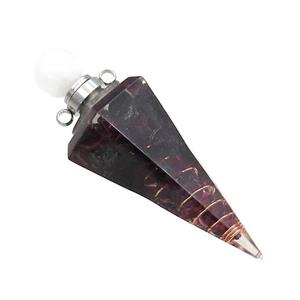 Natural Garnet Chips Perfume Bottle Pendant Resin Cone Platinum Plated, approx 17-50mm