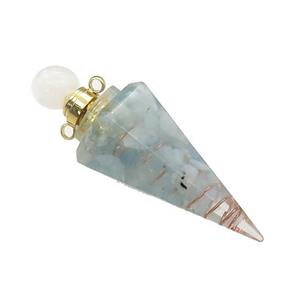 Natural Aquamarine Chips Perfume Bottle Pendant Resin Cone Gold Plated, approx 17-50mm