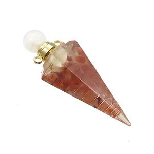 Red Carnelian Chips Perfume Bottle Pendant Resin Cone Gold Plated, approx 17-50mm