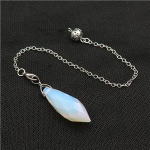 White Opalite Pendulum Pendant With Copper Chain Platinum Plated, approx 13-35mm, 16cm length