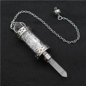 Clear Quartz Chips Pendulum Pendant Crystal With Copper Chain Platinum Plated, approx 5mm, 12mm, 5-80mm, 17cm length