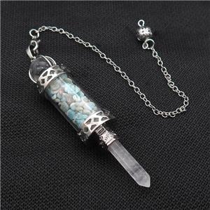 Amazonite Chips Pendulum Pendant Crystal With Copper Chain Platinum Plated, approx 5mm, 12mm, 5-80mm, 17cm length
