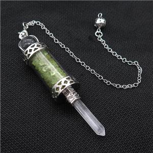 Peridot Chips Pendulum Pendant Crystal With Copper Chain Platinum Plated, approx 5mm, 12mm, 5-80mm, 17cm length