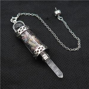 Multicolor Tourmaline Chips Pendulum Pendant Crystal With Copper Chain Platinum Plated, approx 5mm, 12mm, 5-80mm, 17cm length