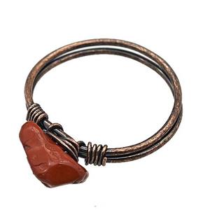 Copper Rings With Red Jasper Wire Wrapped Antique Red, approx 6-8mm, 18mm dia