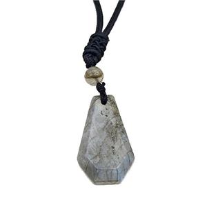 Natural Labradorite Necklaces Adjustable Nylon Rope, approx 18-30mm