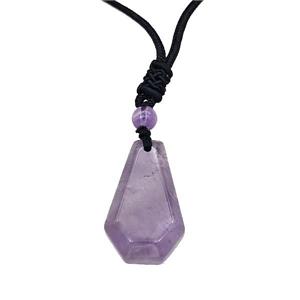 Natural Purple Amethyst Necklaces Adjustable Nylon Rope, approx 18-30mm