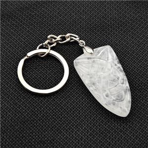 Natural Clear Quartz Pendant Flat Bullet Sailors Knot With Copper Keychain Platinum Plated, approx 20-35mm, 25mm