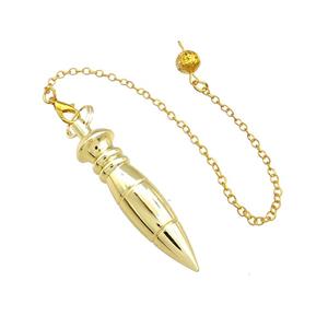 Alloy Dowsing Pendulum Pendant With Chain Gold Plated, approx 11-53mm, 16cm length