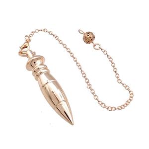 Alloy Dowsing Pendulum Pendant With Chain Rose Gold, approx 11-53mm, 16cm length