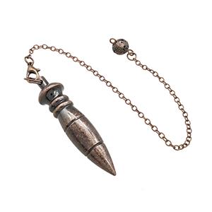 Alloy Dowsing Pendulum Pendant With Chain Antique Red, approx 11-53mm, 16cm length