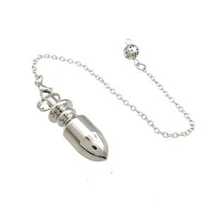 Alloy Dowsing Pendulum Pendant With Chain Platinum Plated, approx 12-35mm, 16cm length