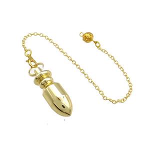 Alloy Dowsing Pendulum Pendant With Chain Gold Plated, approx 12-35mm, 16cm length