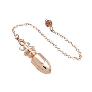 Alloy Dowsing Pendulum Pendant With Chain Rose Gold, approx 12-35mm, 16cm length