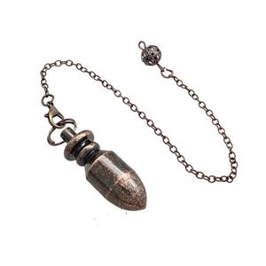 Alloy Dowsing Pendulum Pendant With Chain Antique Red, approx 12-35mm, 16cm length