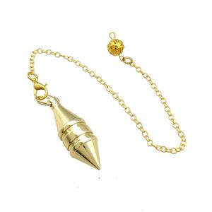 Alloy Dowsing Pendulum Pendant With Chain Gold Plated, approx 12-35mm, 16cm length