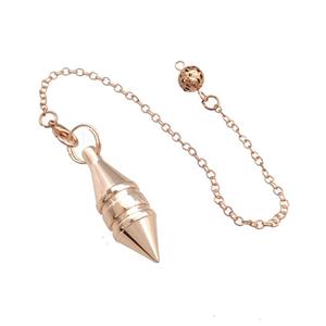 Alloy Dowsing Pendulum Pendant With Chain Rose Gold, approx 12-35mm, 16cm length