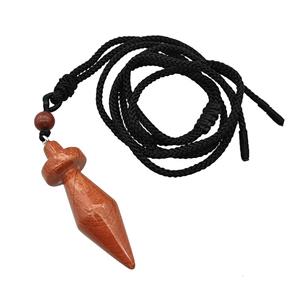 Red Jasper Pendulum Necklace Black Nylon Rope, approx 14-45mm