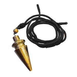 Tiger Eye Stone Pendulum Necklace Black Nylon Rope, approx 18-45mm
