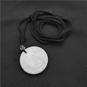 Natural Clear Quartz Hinduism Necklace Circle Black Nylon Rope, approx 32mm