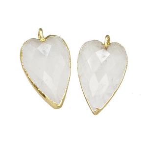 Natural Clear Quartz Heart Pendant Faceted Gold Plated, approx 12-15mm