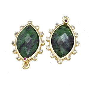 Natural Green Zoisite Eye Pendant Gold Plated, approx 14-20mm